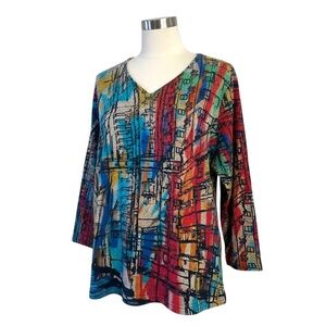 Parsley & Sage 3/4 Sleeves, Wrinkle Free, Bright Colours, Loose Fitting Top NWOT